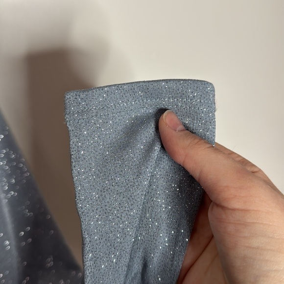 Boston Proper Gray Silver Shimmer Twist Knot Front long sleeve top size S - Picture 7 of 10